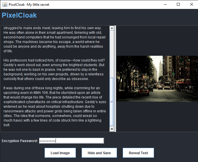 Writing text and setting password